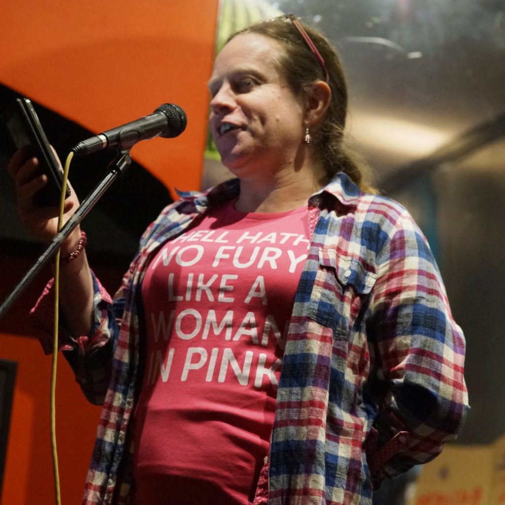 Reading poetry at Reclaim the Night