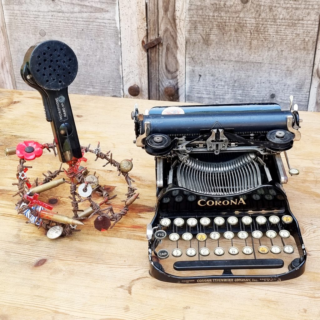 Corona WW1 Typewriter and WW2 Microphone art